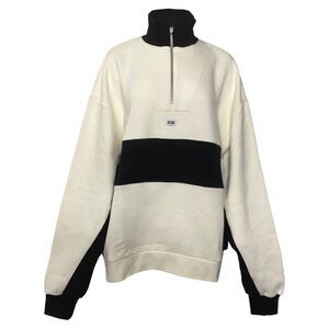 GCDS Logo Half-Zipped Sweater in White and Black Cotton